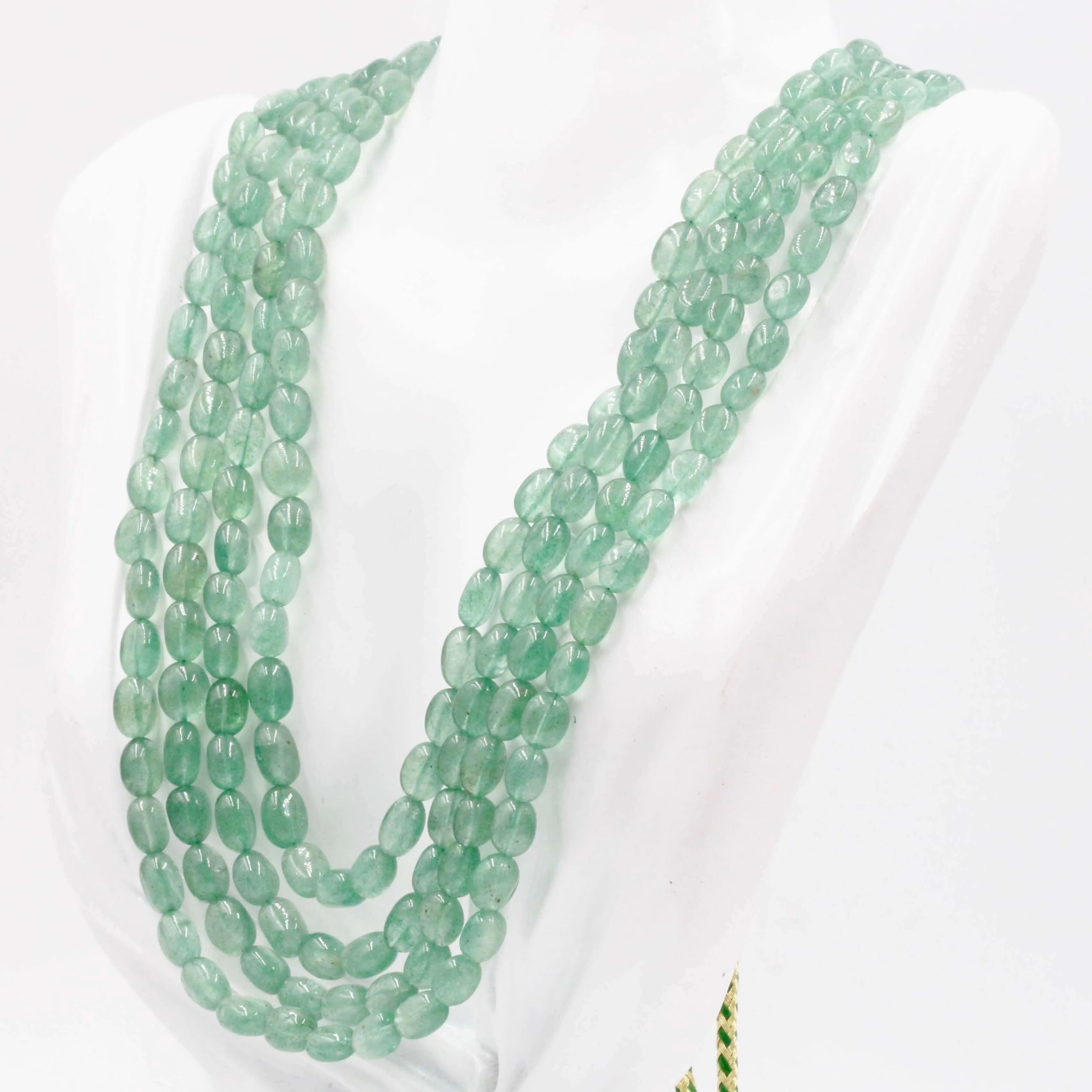 Natural Green Quartz Necklace Green Quartz Beaded Quartz Necklace Green Quartz Gemstone Indian Necklace Quartz Sarafa SKU 6143023