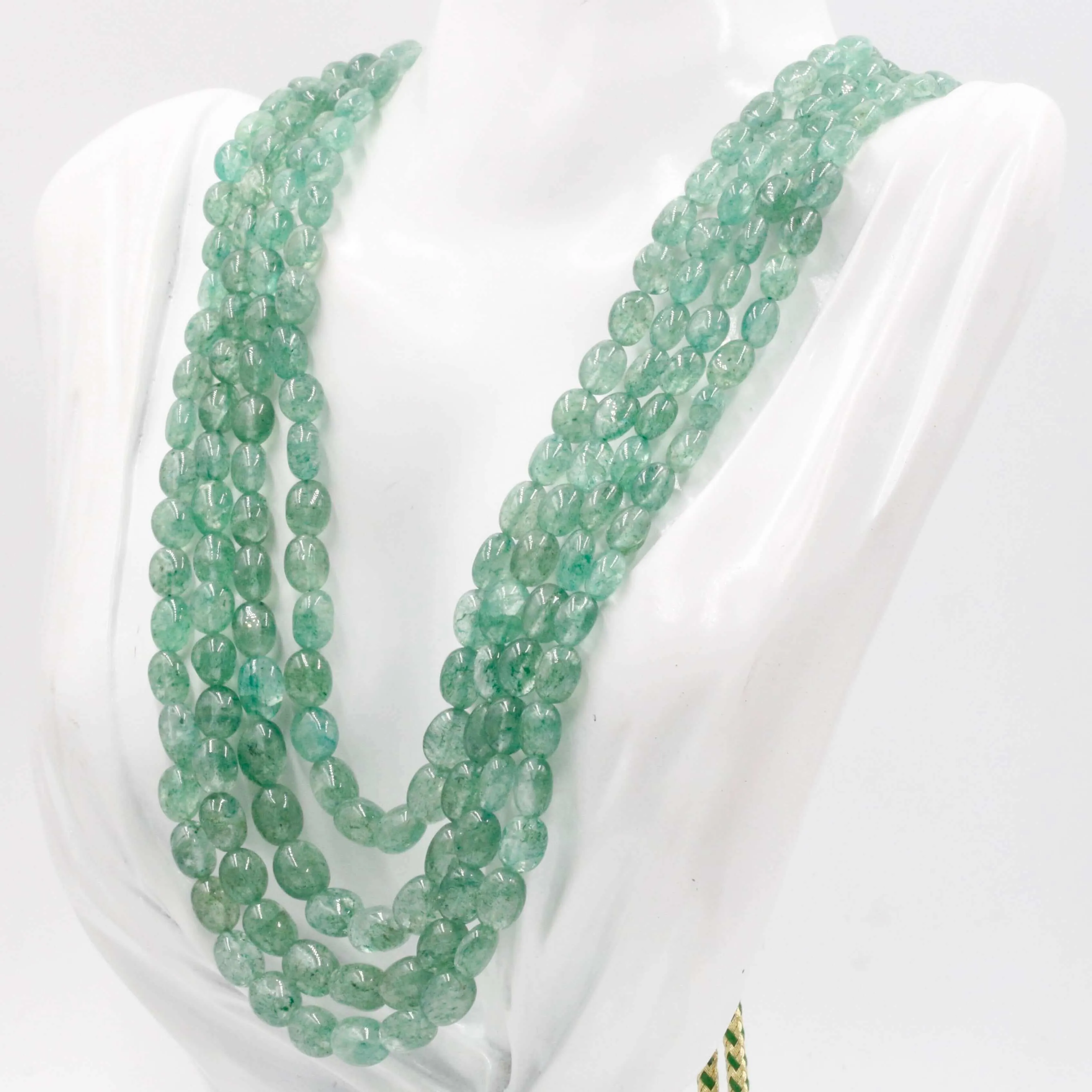 Natural Green Quartz Necklace Green Quartz Beaded Quartz Necklace Green Quartz Gemstone Indian Necklace Quartz Sarafa SKU 6143027