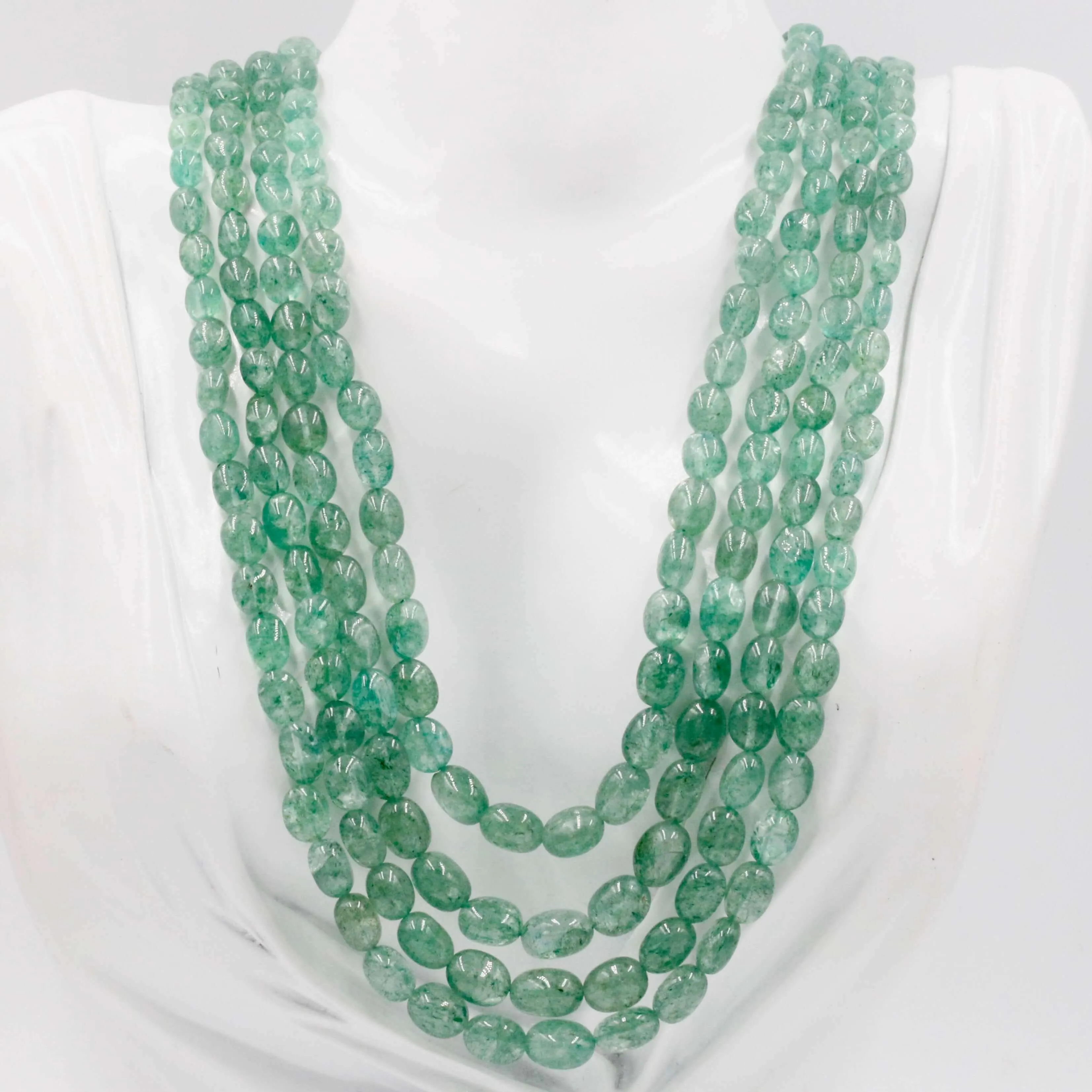 Natural Green Quartz Necklace Green Quartz Beaded Quartz Necklace Green Quartz Gemstone Indian Necklace Quartz Sarafa SKU 6143027