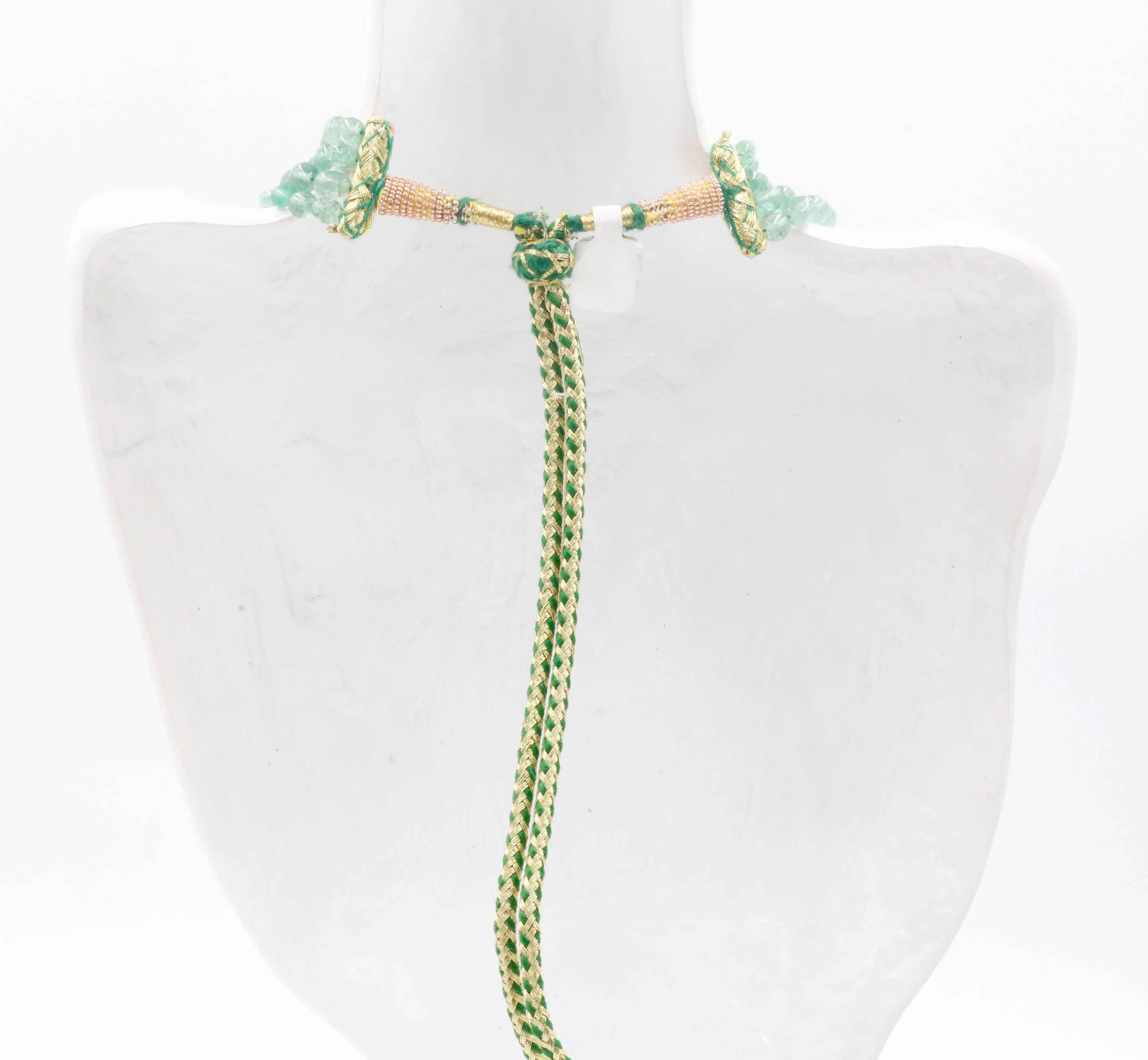 Natural Green Quartz Necklace Green Quartz Beaded Quartz Necklace Green Quartz Gemstone Indian Necklace Quartz Sarafa SKU 6143027