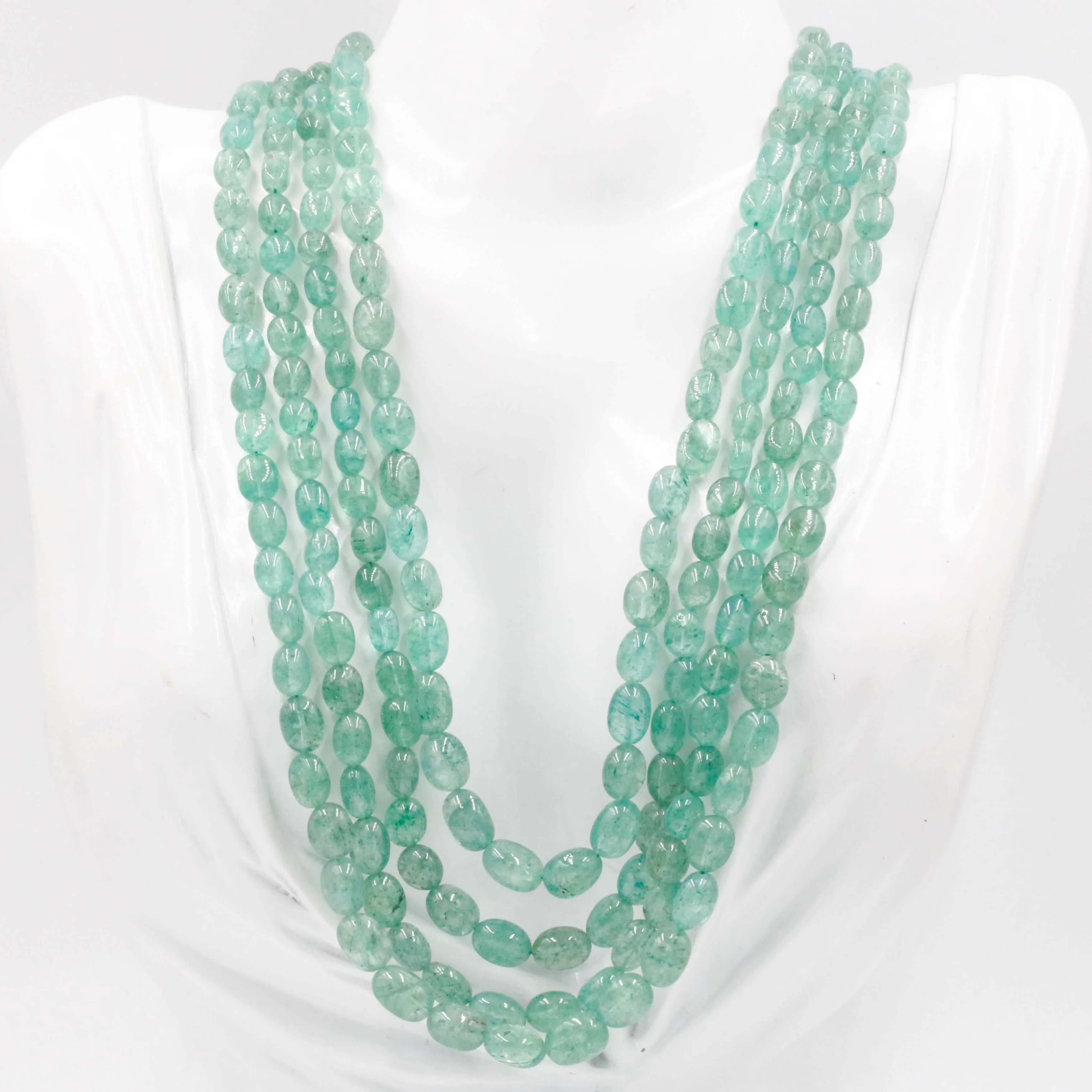 Natural Green Quartz Necklace Indian Necklace Quartz Sarafa Beaded Gems Necklace Layered Necklace Emerald Quartz Russian Quartz SKU 6143028