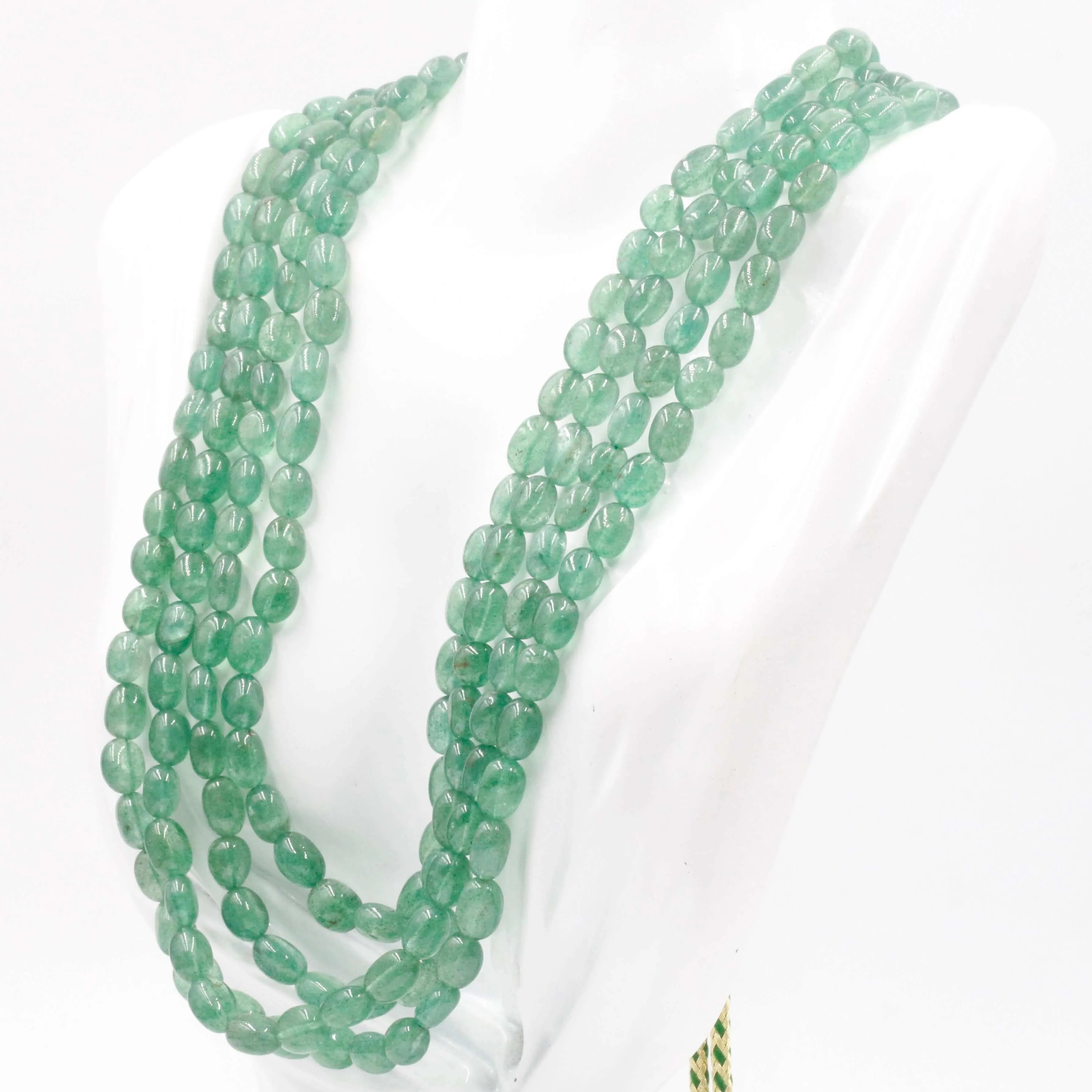 Natural Green Quartz Necklace Quartz Sarafa Indian Necklace Gemstone Necklace Beaded Necklace Emerald Quartz Russian Quartz SKU 6143026