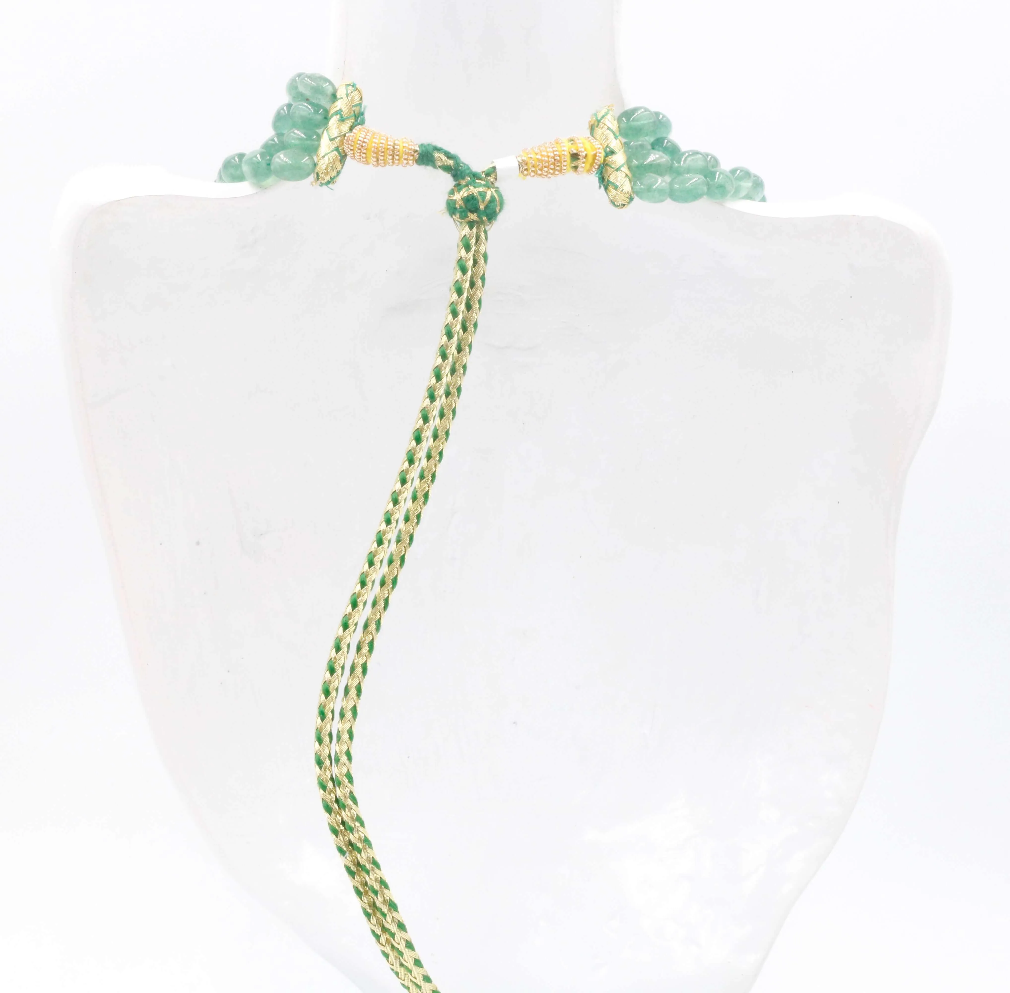 Natural Green Quartz Necklace Quartz Sarafa Indian Necklace Gemstone Necklace Beaded Necklace Emerald Quartz Russian Quartz SKU 6143026