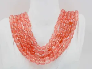 Natural Peach Quartz Necklace Pink Quartz Necklace Gemstone Necklace Pink Beaded Necklace Genuine Quartz Jewelry Indian Sarafa SKU 6142868