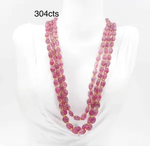 Natural Strawberry Quartz Necklace Pink Quartz Gemstone Necklace Fuchsia Pink Necklace Beaded Necklace Sarafa Indian Necklace SKU 6142996