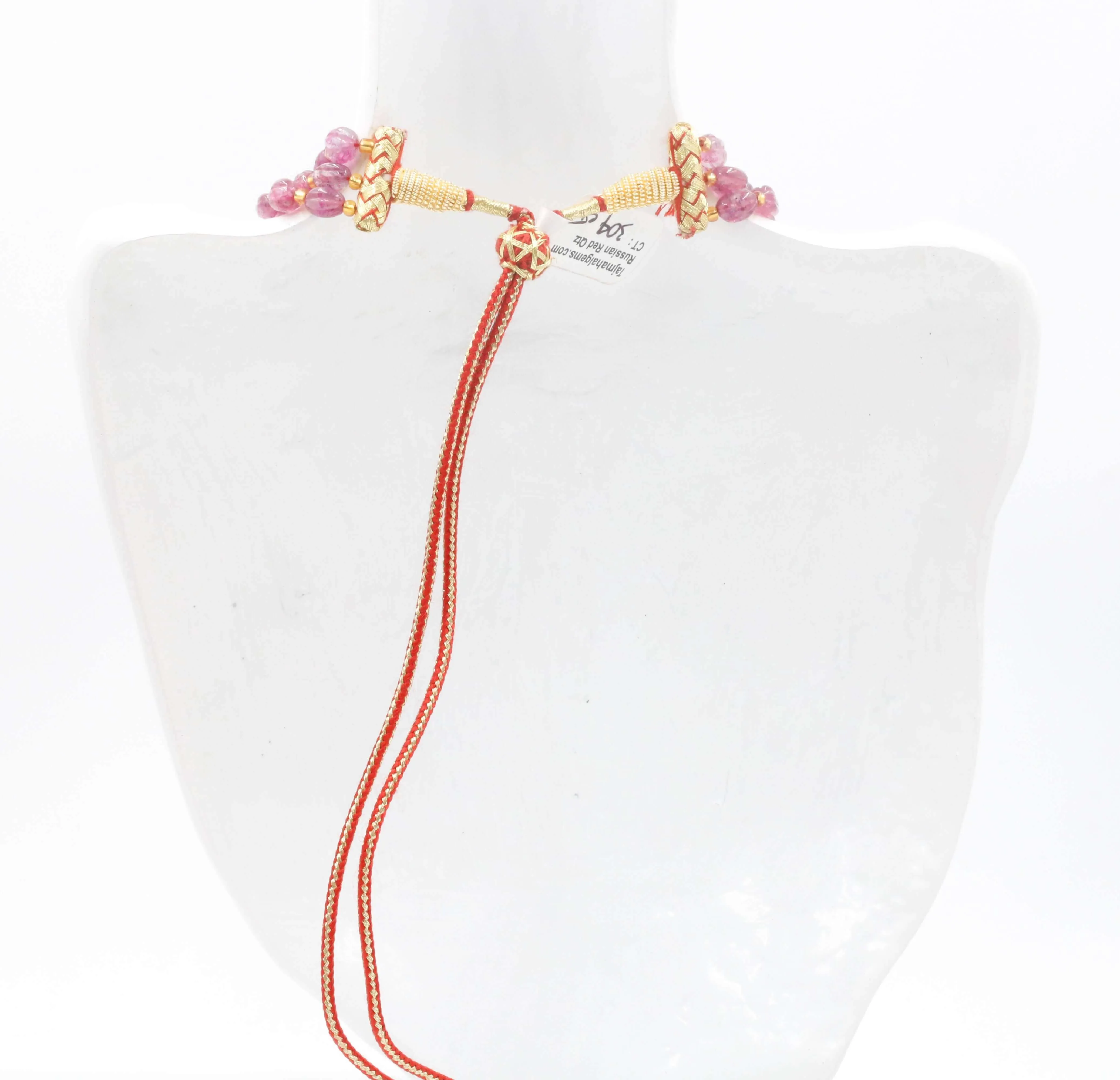 Natural Strawberry Quartz Necklace Pink Quartz Gemstone Necklace Fuchsia Pink Necklace Beaded Necklace Sarafa Indian Necklace SKU 6142996