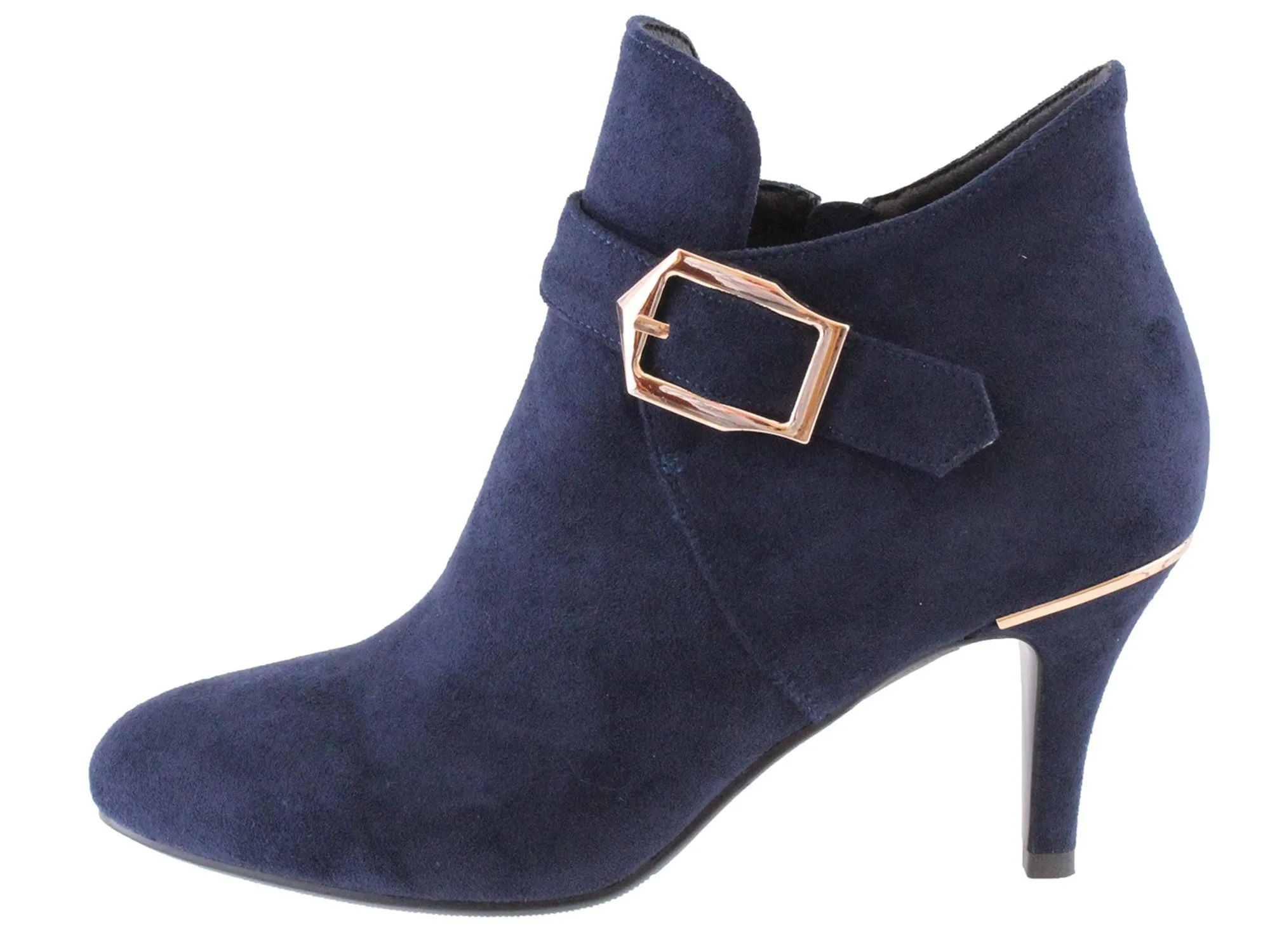 Navy Microfibre Boot With Buckle Detail