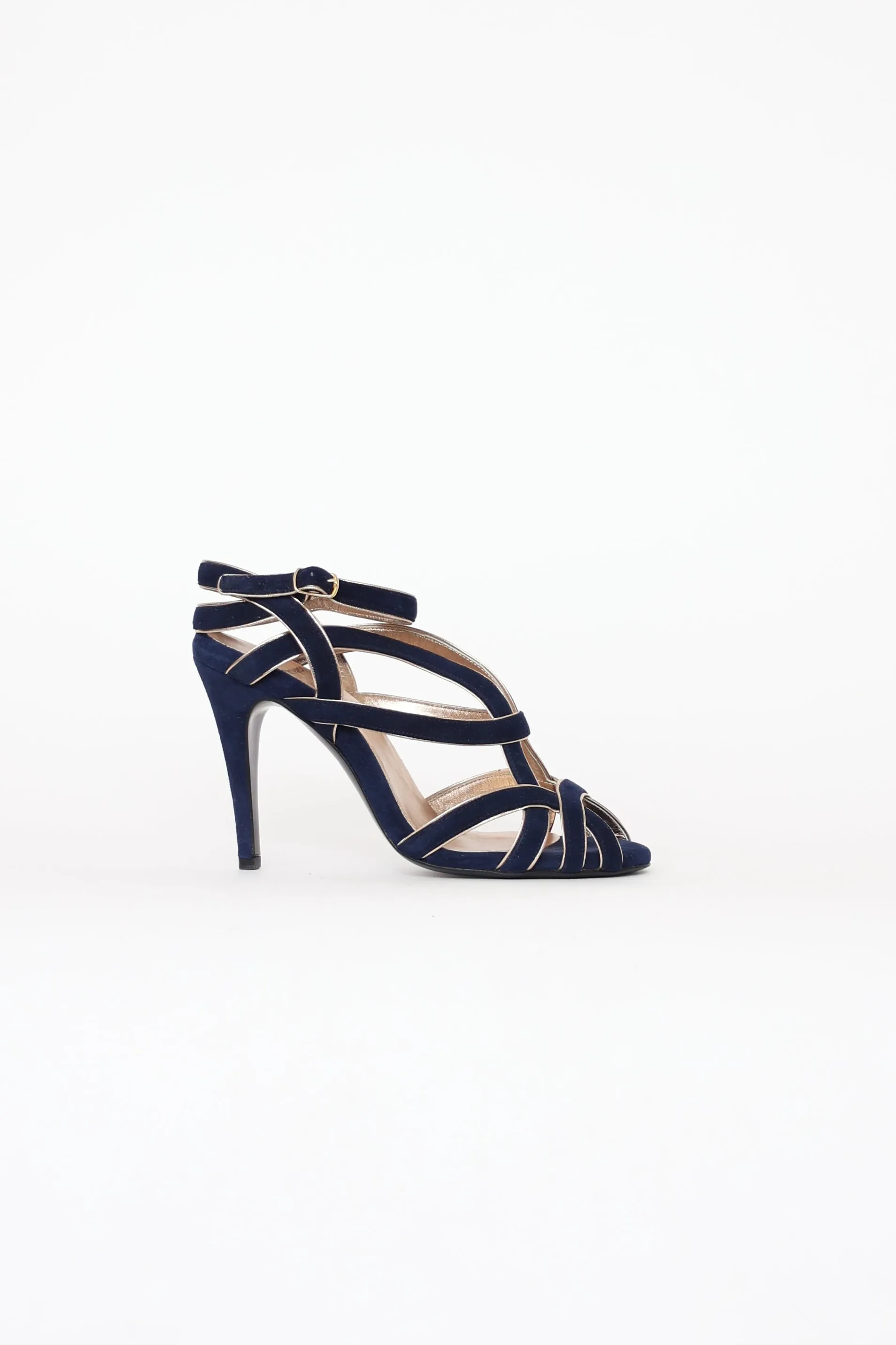 Navy Suede Strappy Pump