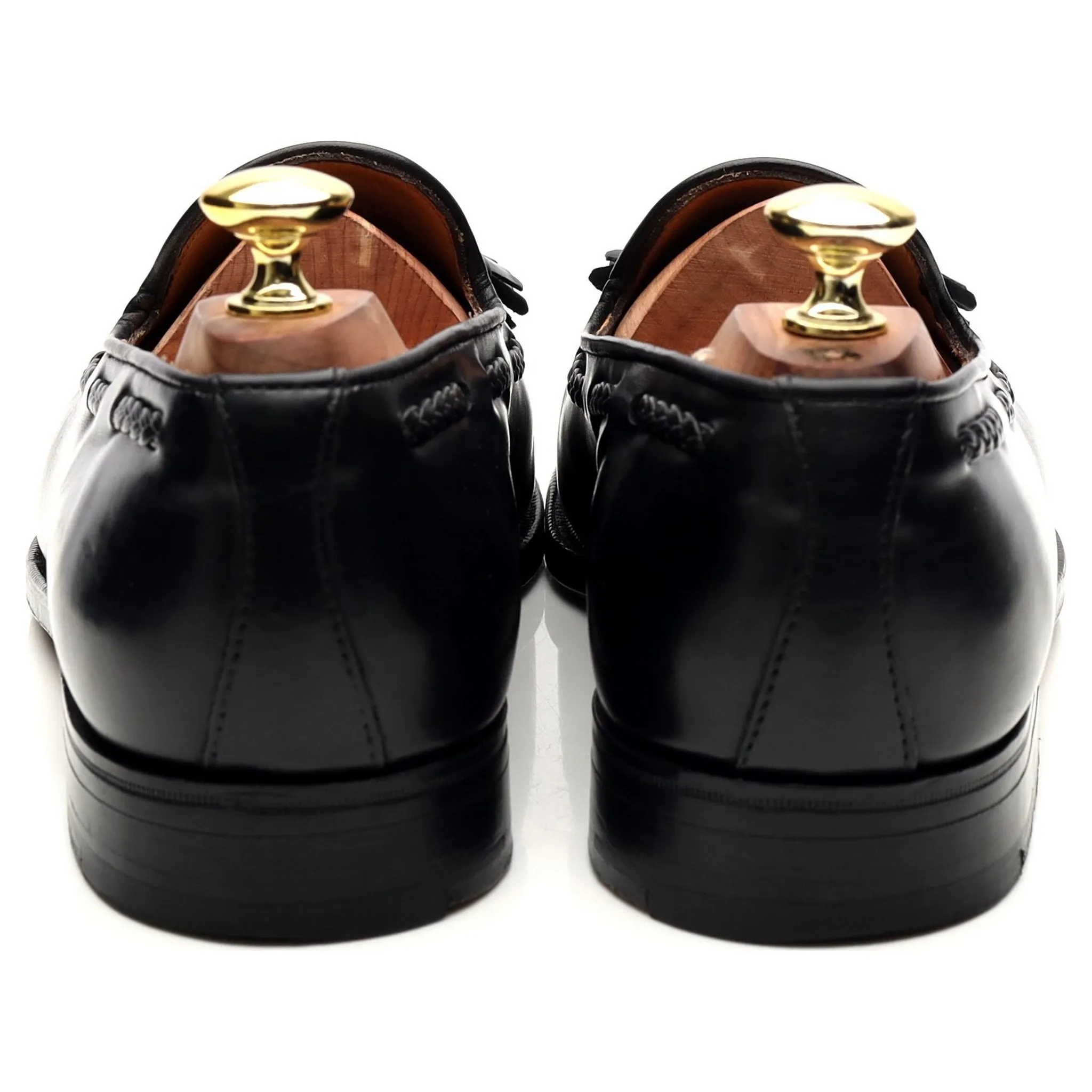 New & Lingwood Black Leather Tassel Loafers UK 7.5 E