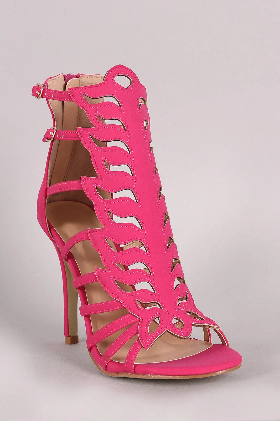 Nubuck Cutout Peep Toe Stiletto Heel