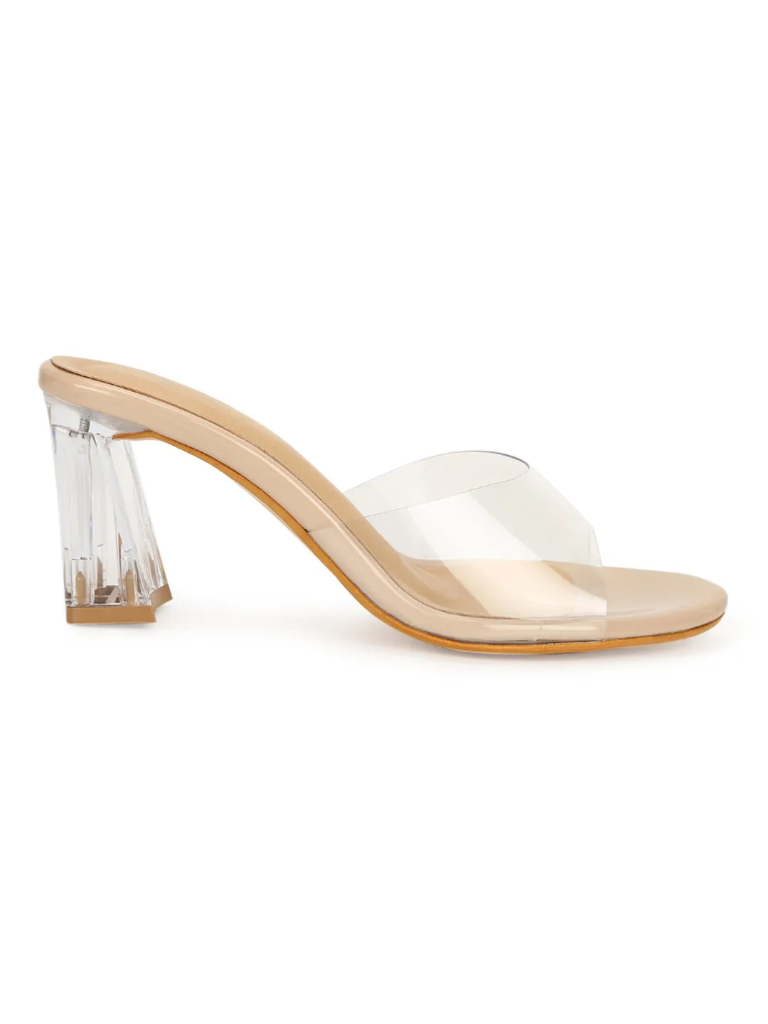 Nude Patent Perspex Clear Slim Block Mules (TC-SLC-A1-NUD)