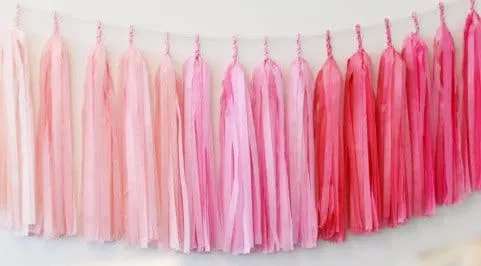 Ombre pink tissue paper tassel garland