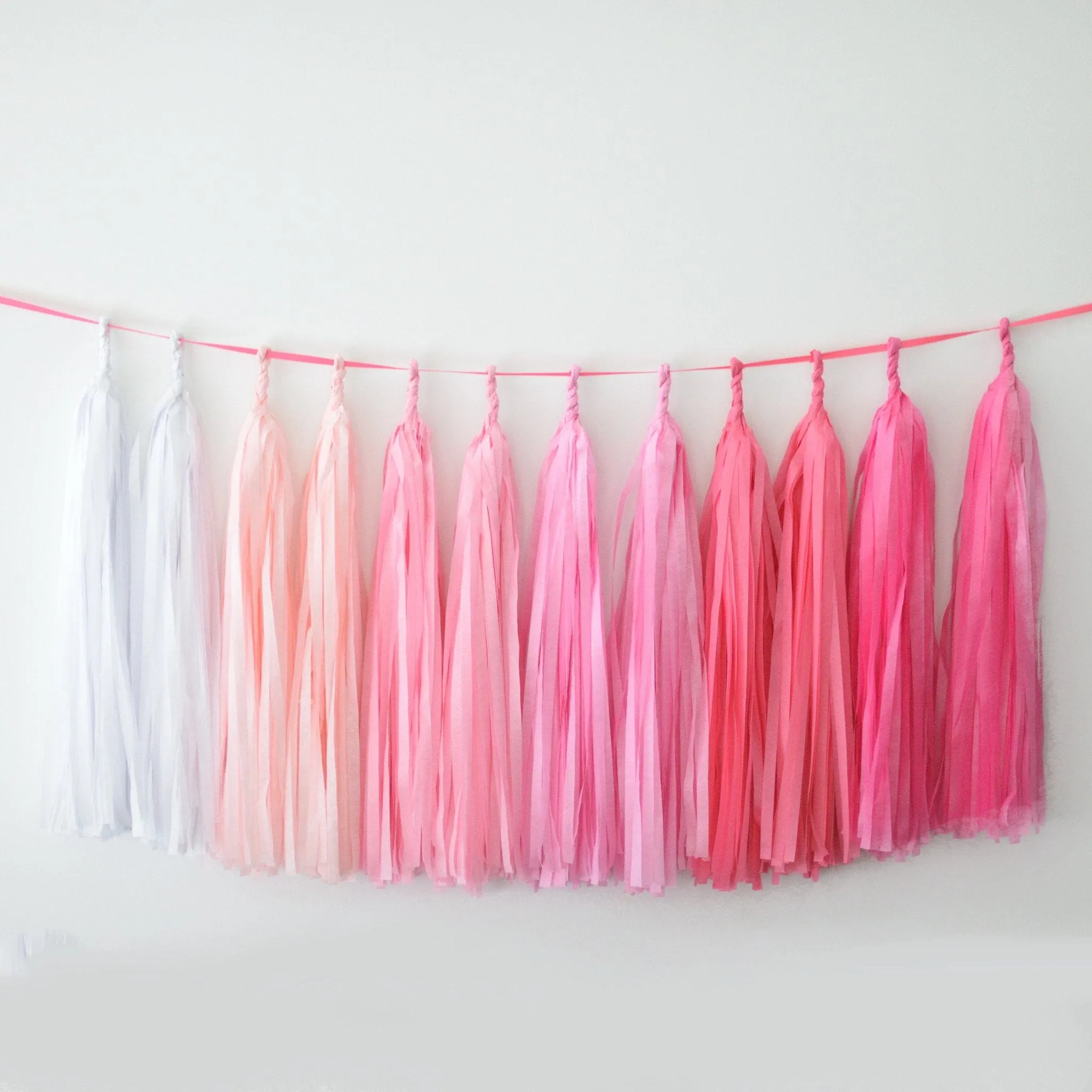 Ombre pink tissue paper tassel garland