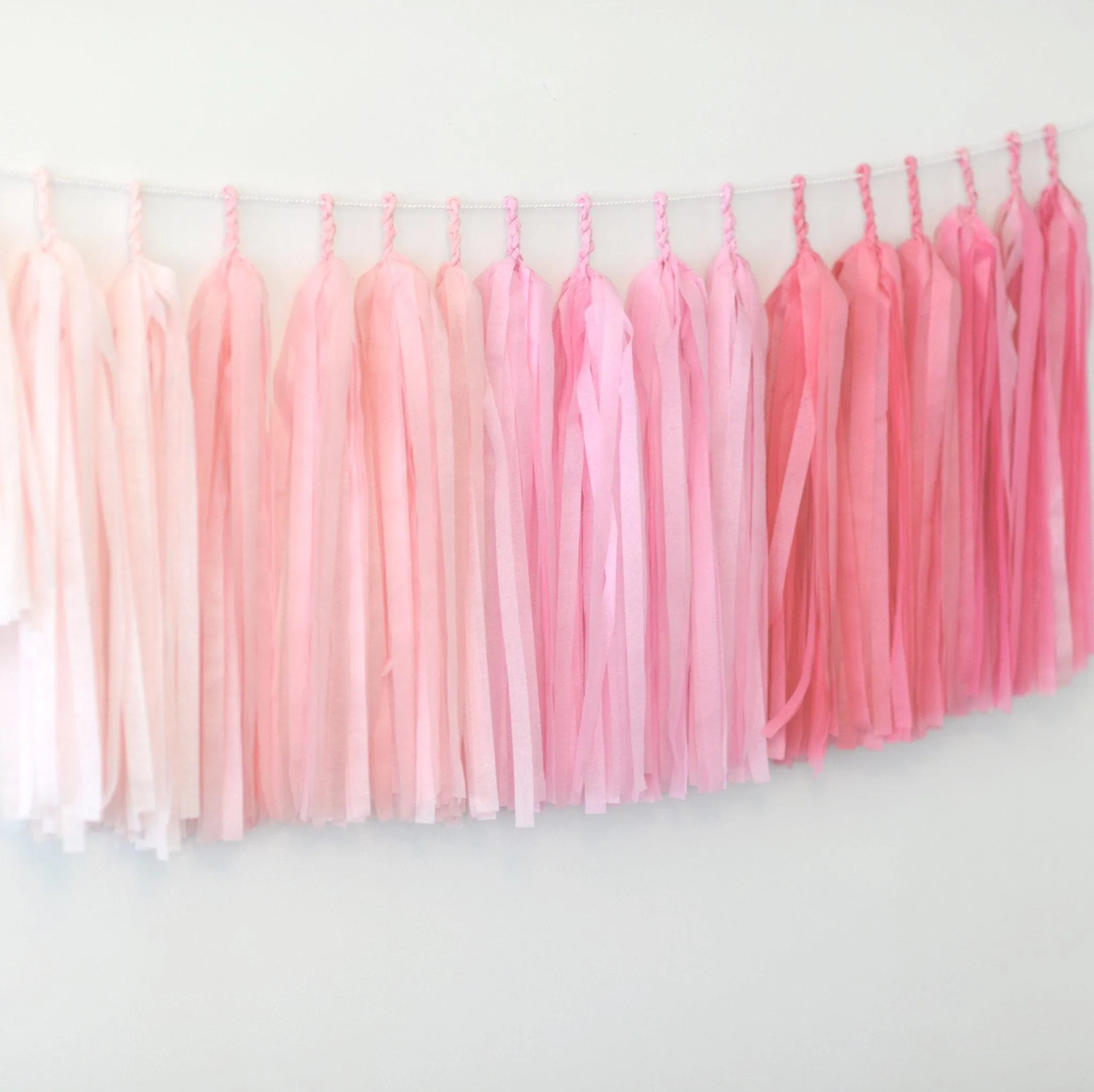 Ombre pink tissue paper tassel garland