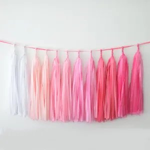 Ombre pink tissue paper tassel garland