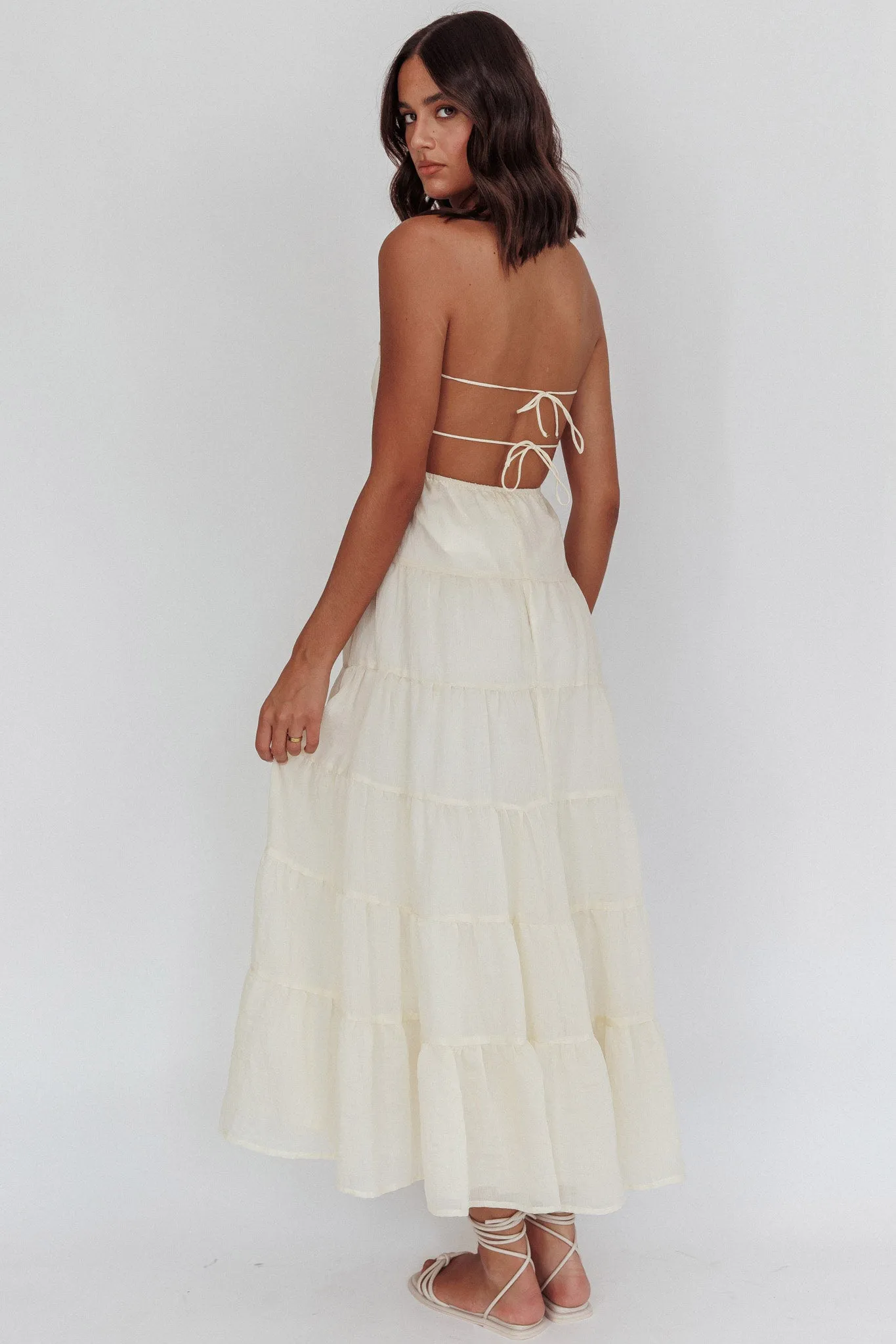 On A High Open Back Maxi Dress Ivory