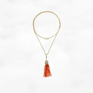 Orange Zirconia Tassel Necklace