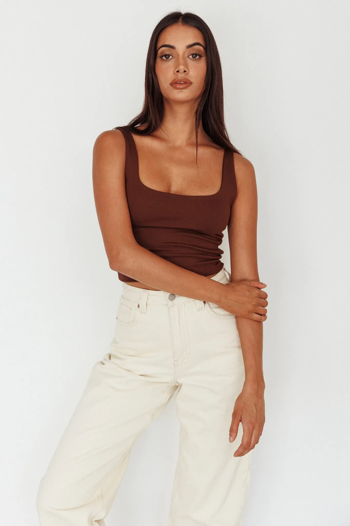 Pali U-Neckline Crop Top Brown