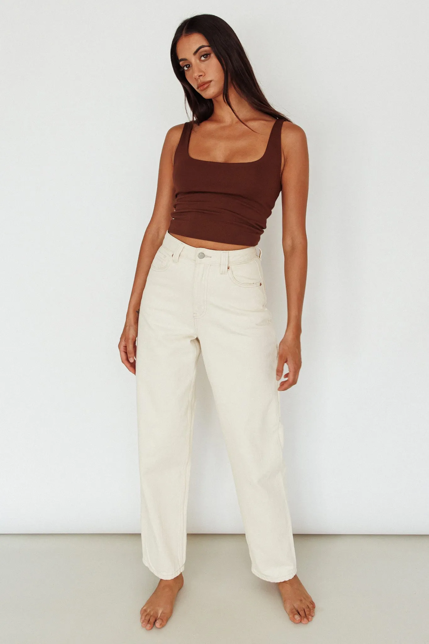 Pali U-Neckline Crop Top Brown