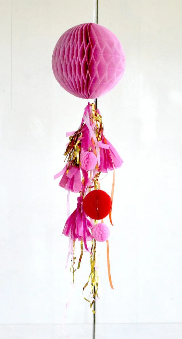 Paper Honeycomb ball with tassel tail - custom color