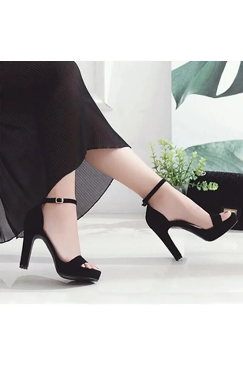 Party Peep Toe Platform Sandals Suede with Buckle Ankle Strap Evening Fashion Shoes