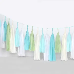 Pastel - light blue and green tassel garland - various lengths