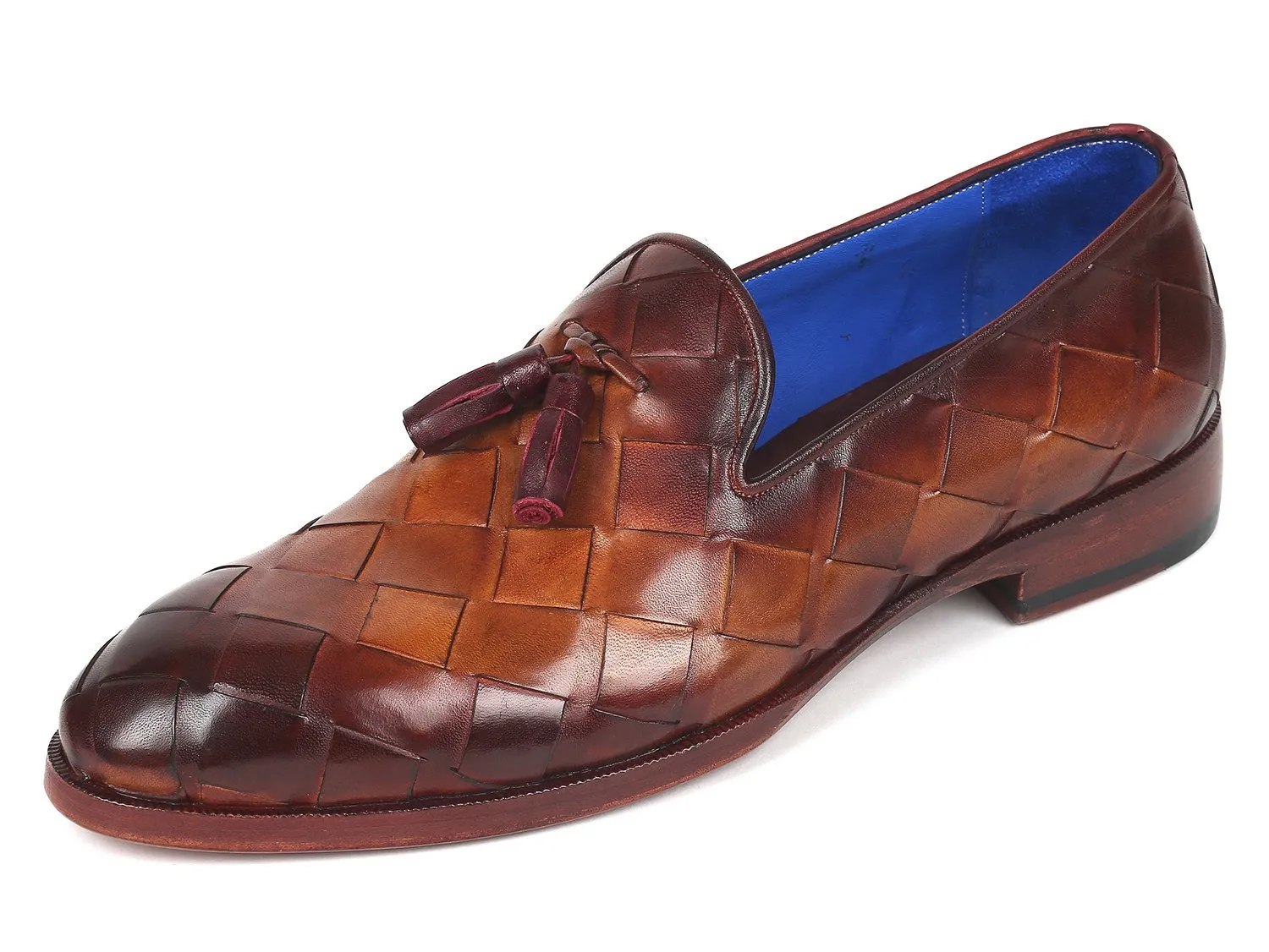 Paul Parkman Men's Big Braided Tassel Loafers Brown  (ID#6623-BRW)