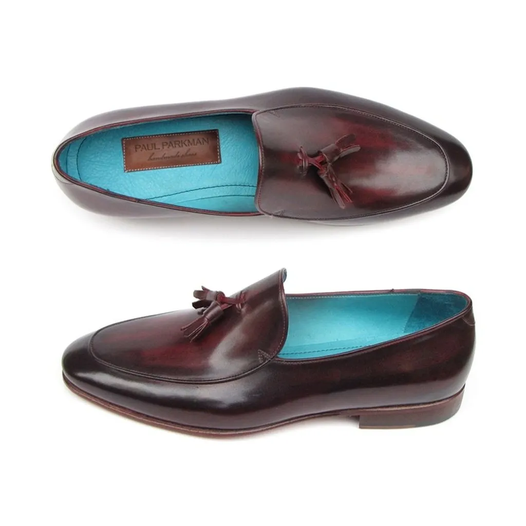 Paul Parkman Men's Tassel Loafer Black & Purple Shoes (ID#049-BLK-PURP)