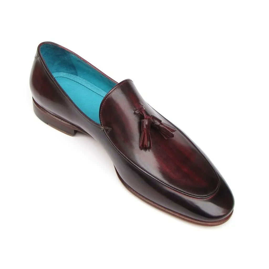 Paul Parkman Men's Tassel Loafer Black & Purple Shoes (ID#049-BLK-PURP)