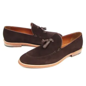 Paul Parkman Men's Tassel Loafer Brown Suede Shoes (ID#087-BRW)