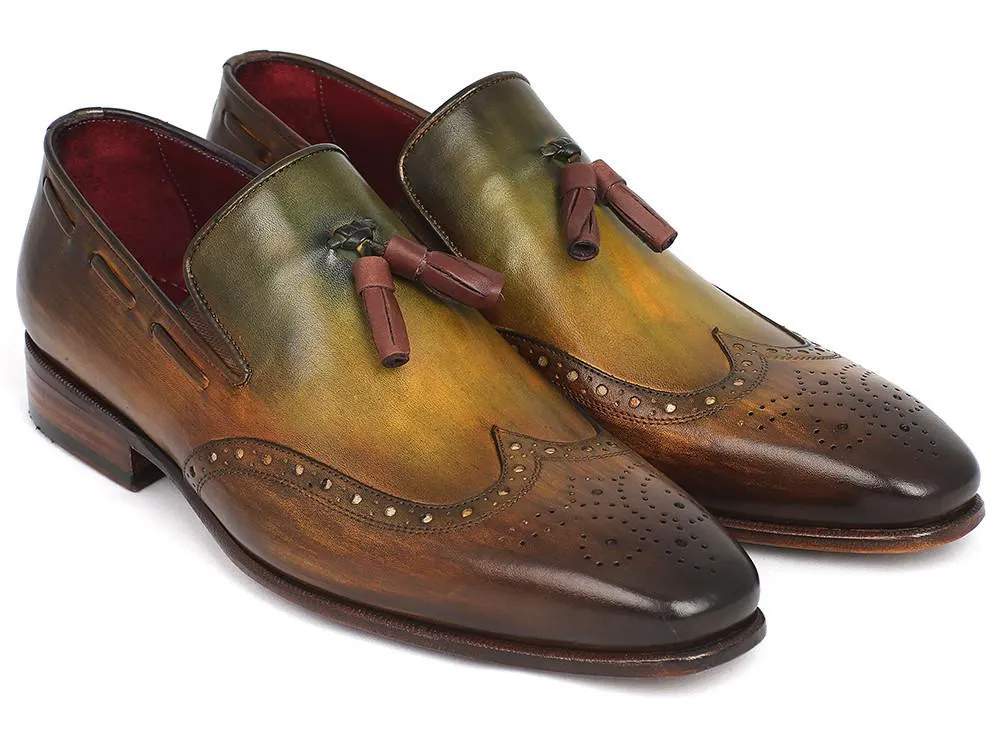 Paul Parkman Men's Wingtip Tassel Loafers Green (ID#WL34-GRN)