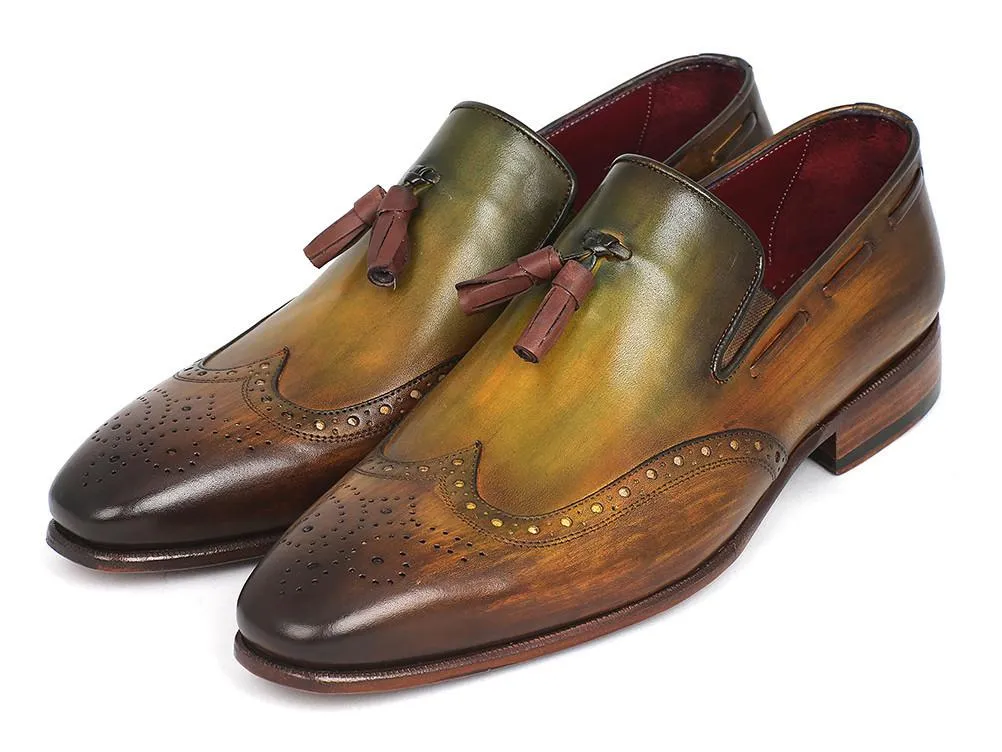 Paul Parkman Men's Wingtip Tassel Loafers Green (ID#WL34-GRN)