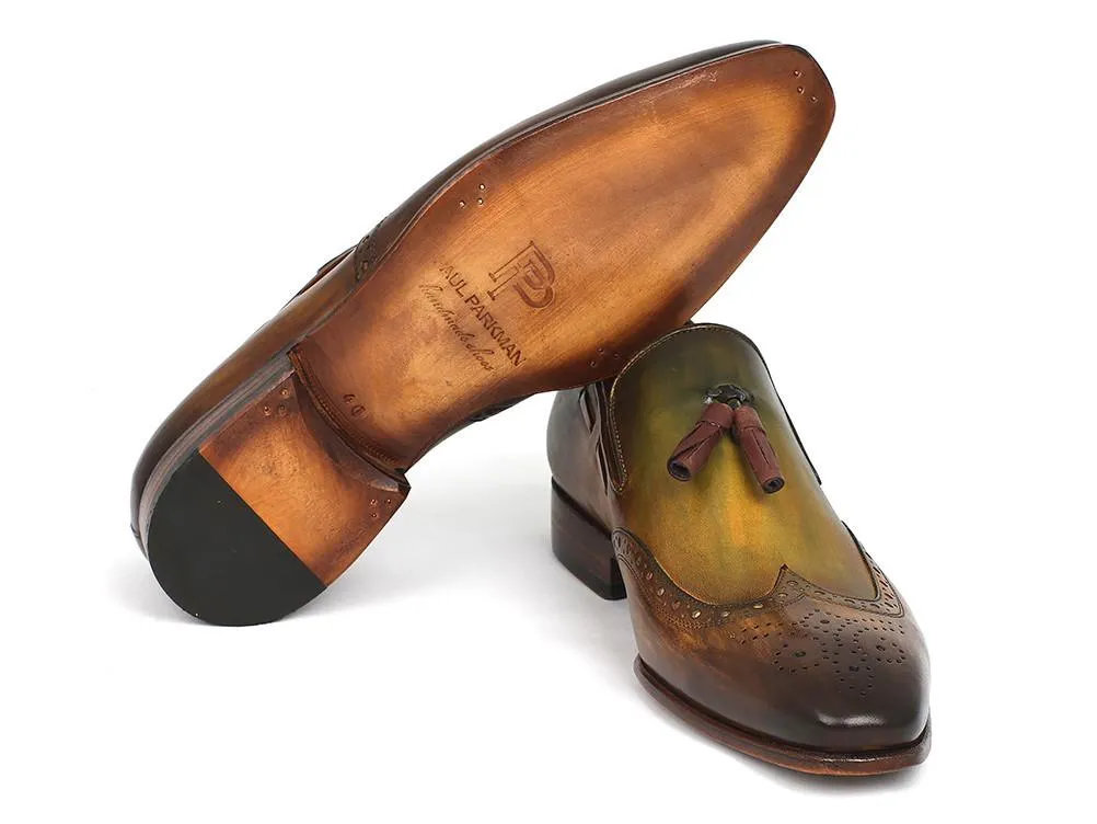 Paul Parkman Men's Wingtip Tassel Loafers Green (ID#WL34-GRN)