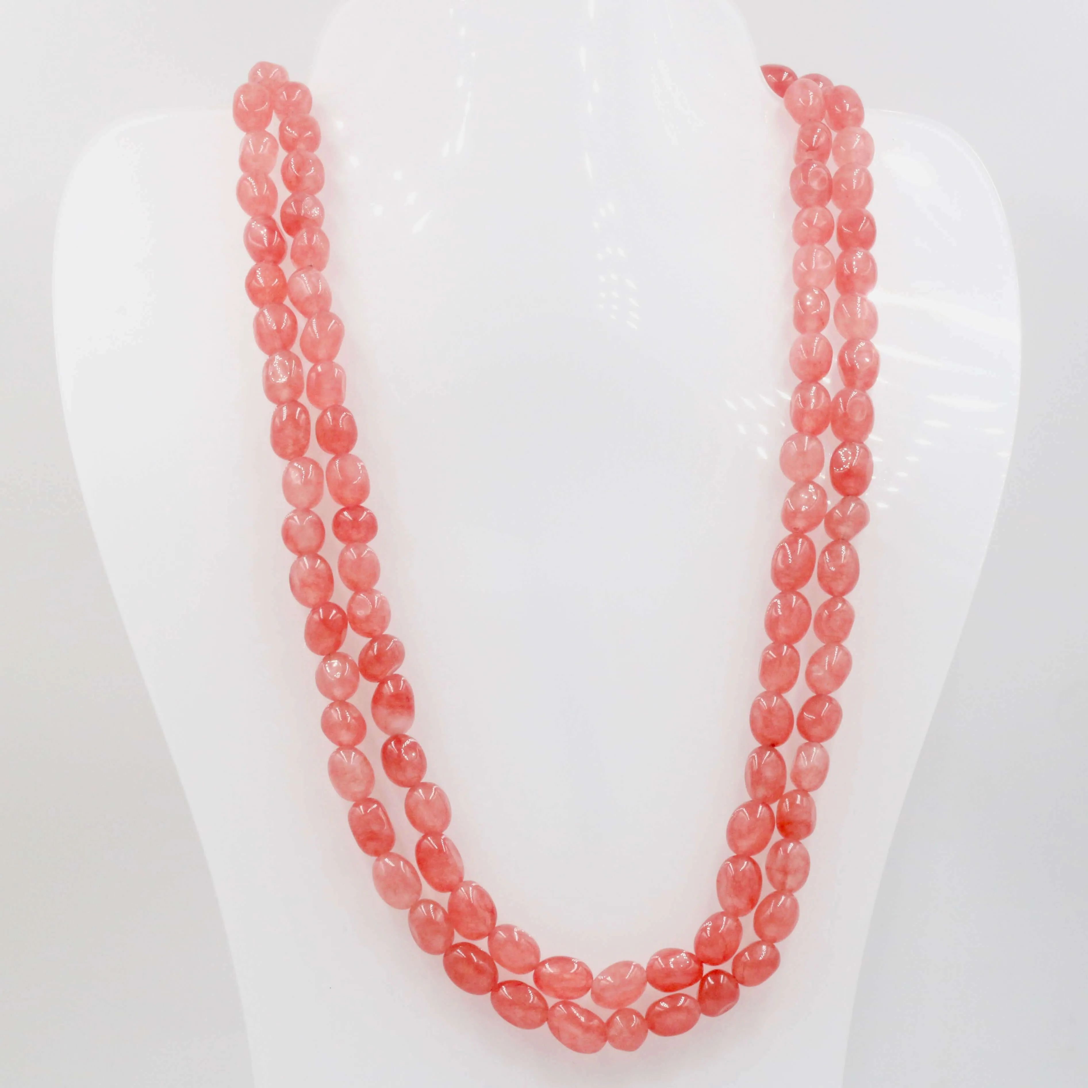 Peach Quartz Beaded Necklace Beaded Necklace Gemstone Necklace Peachy Quartz Quartz Necklace Indian Necklace Sarafa Gems Necklace SKU: 6143080