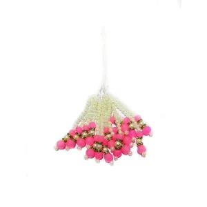 Pearl Beads Handmade DIY Craft, Jewelry Fringe Tassel with Big Pink Beads and Diamond Ring - Design 831