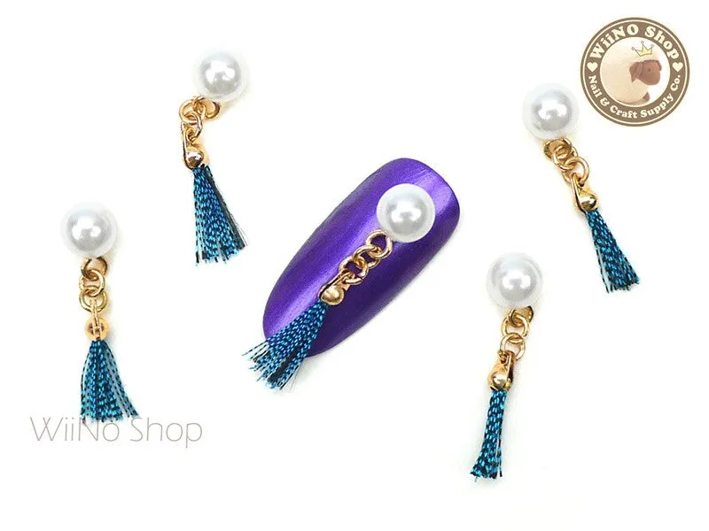 Pearl Turquoise Tassel Nail Art Charm - 2 pcs