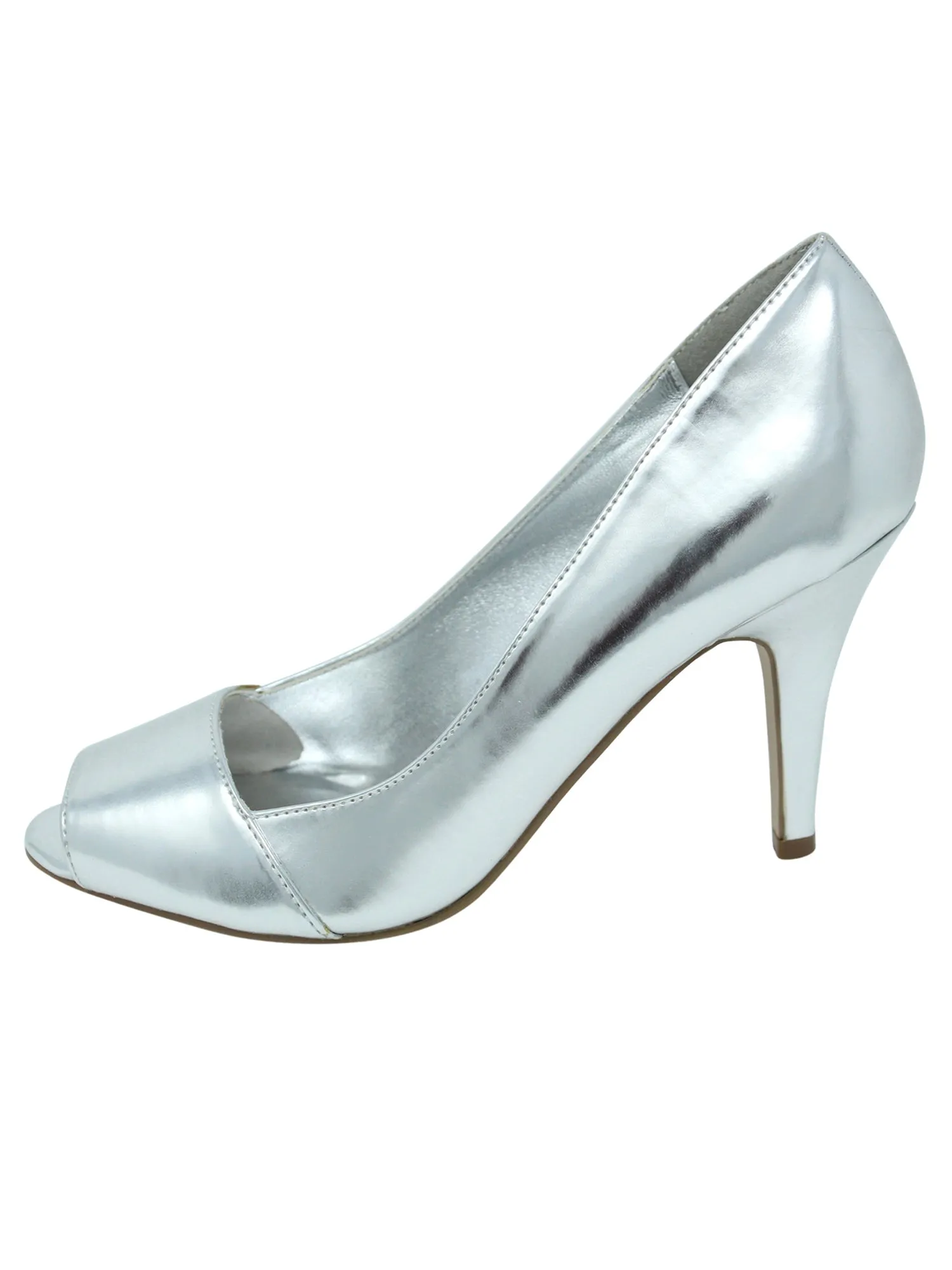 Peep Toe 3" Heel Metallic Pumps For Women