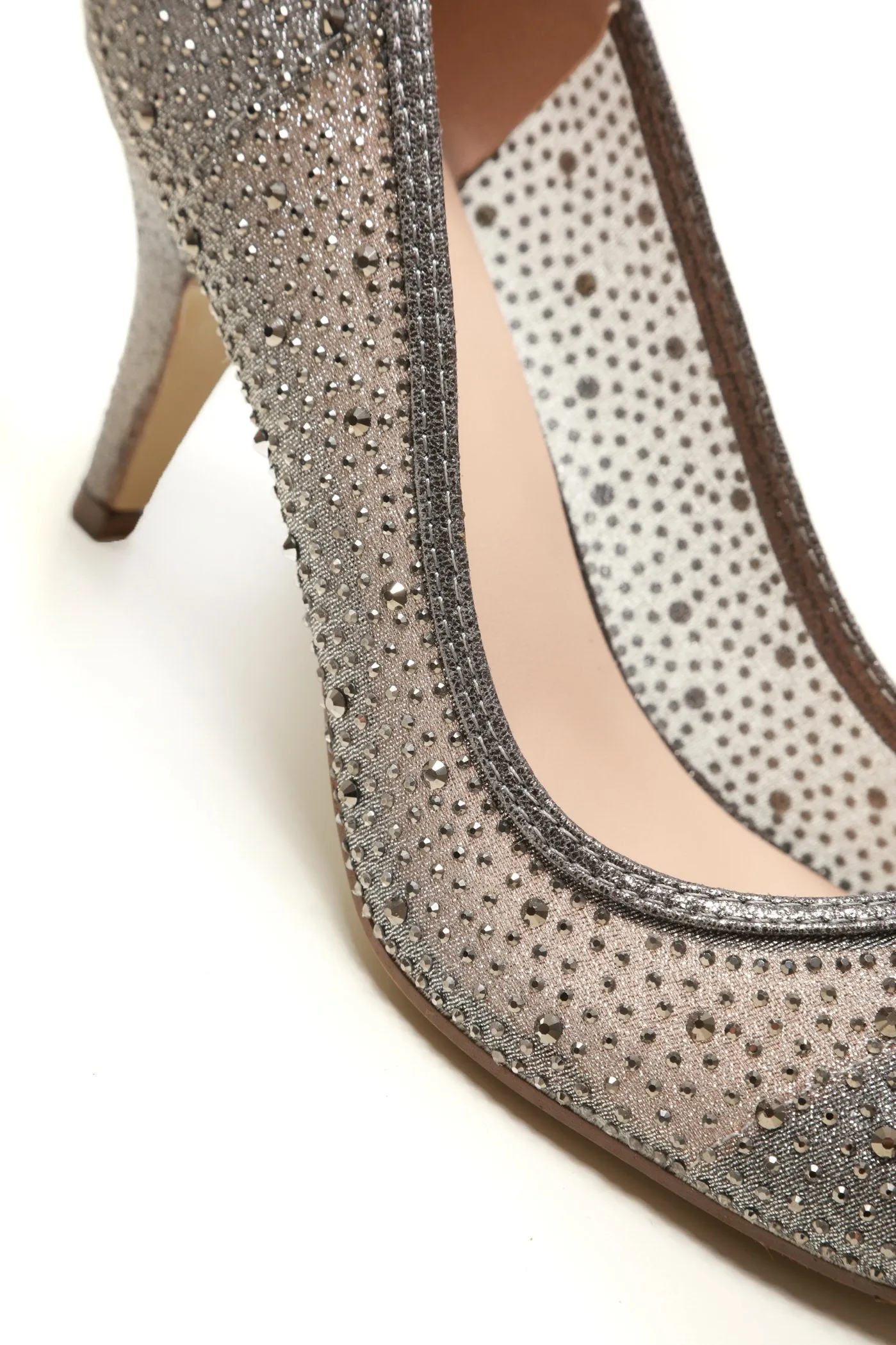 Philippa medium diamante mesh round toe heel