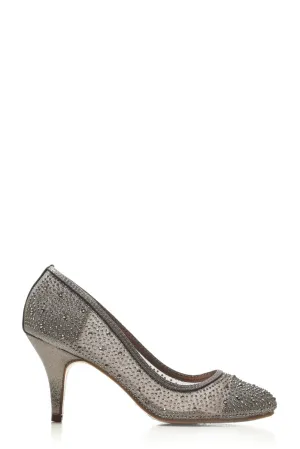 Philippa medium diamante mesh round toe heel