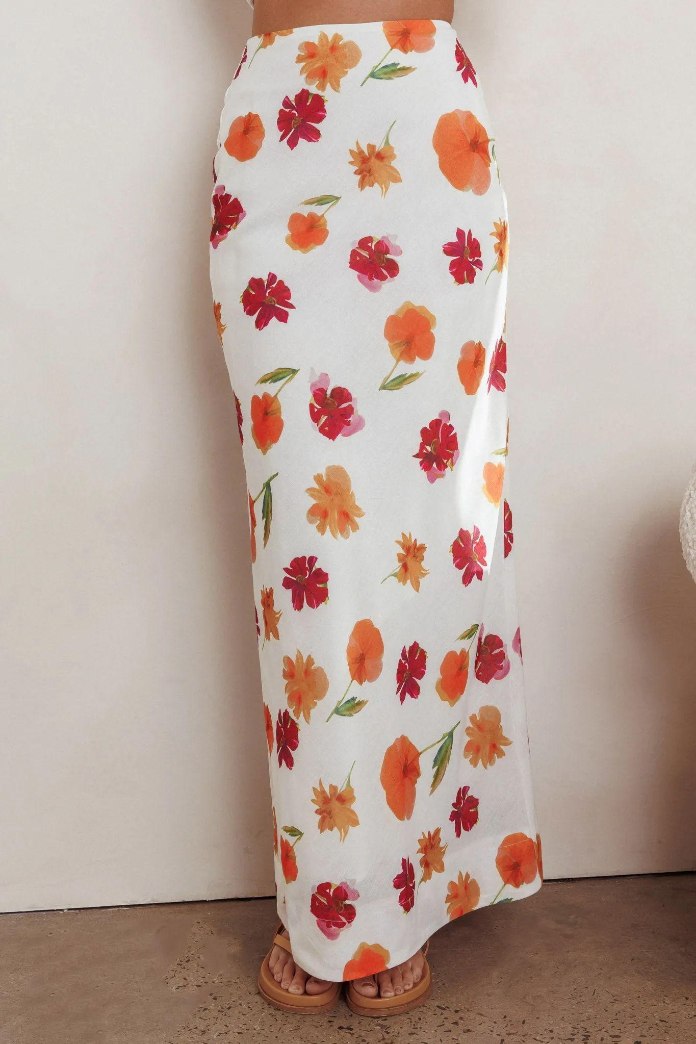 Philomena Maxi Skirt Floral Orange Multi