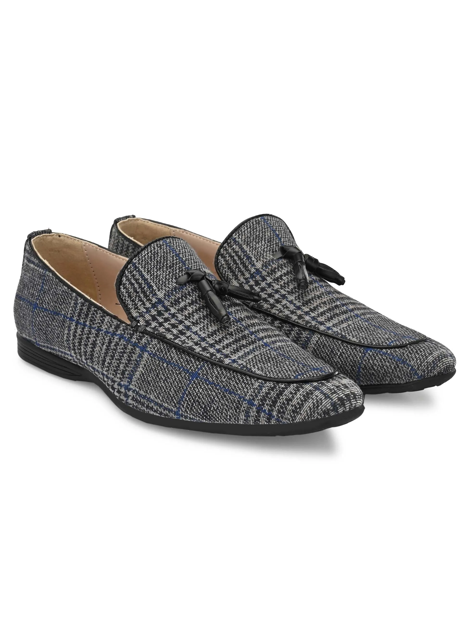 Plaid Tassel Loafers