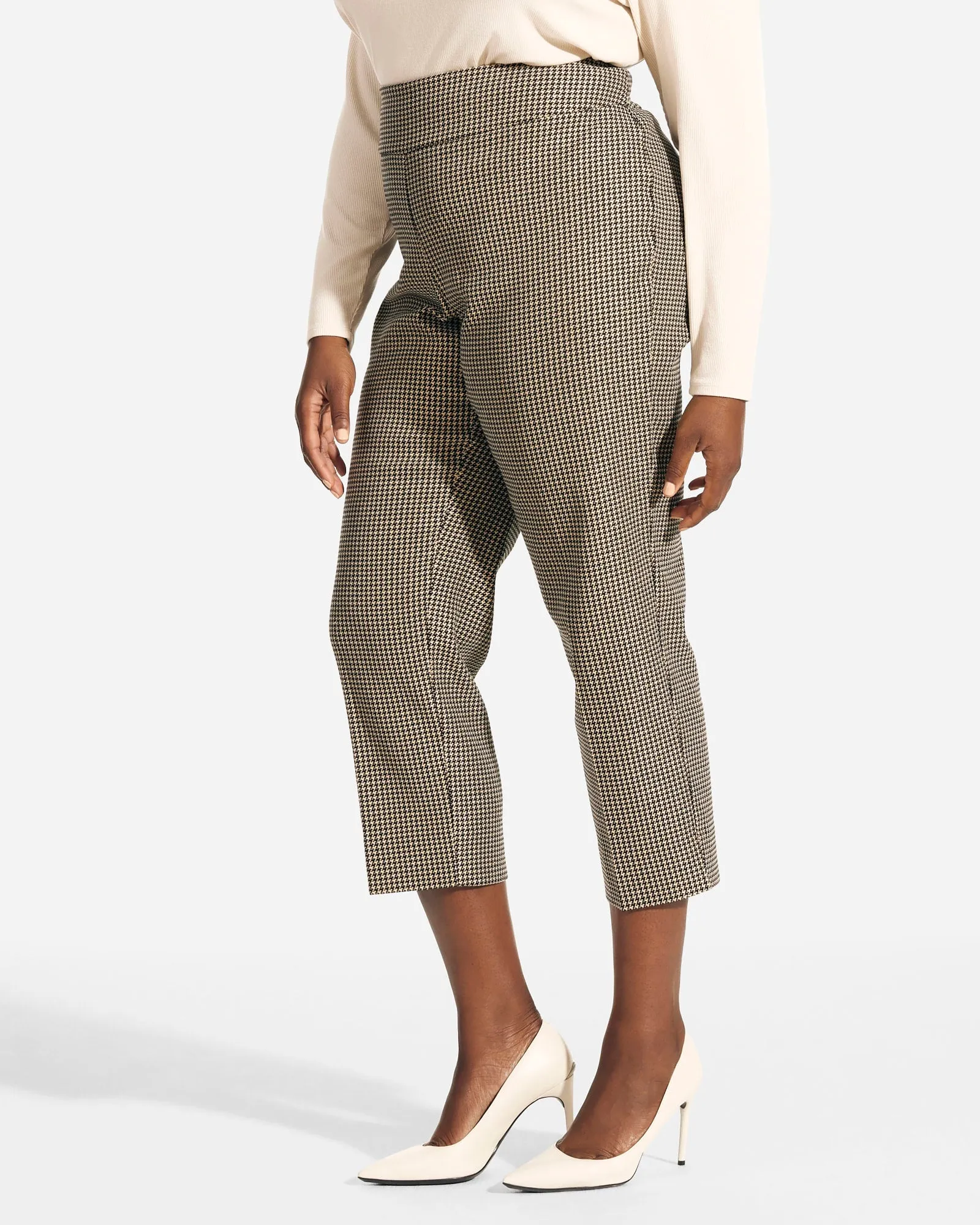 Plus Size Elvina Houndstooth Pant | Light Grey / Black