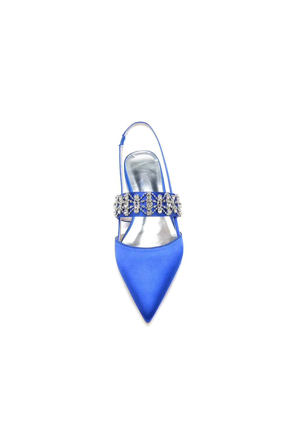 Pointed Toe Rhinestone Beaded Kitten Heels