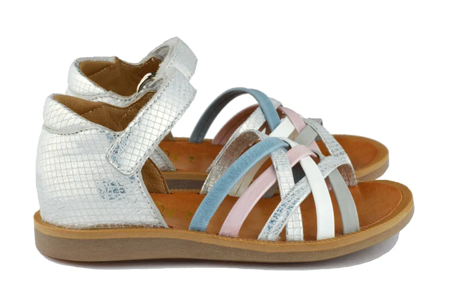 Pom d'Api Girls Blue Cross Strap Sandal