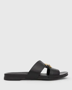 PRE-ORDER FOXY Buckle Leather Slide Sandals