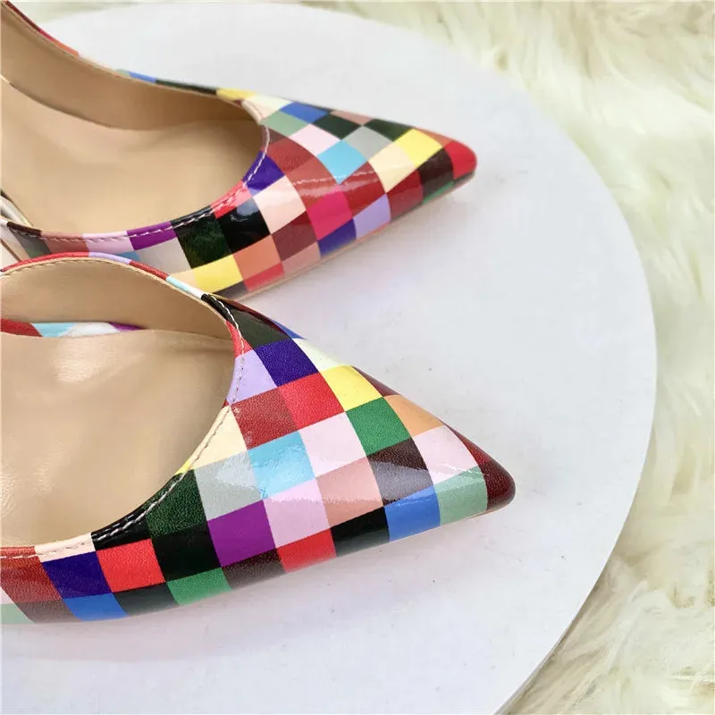 Pre Order:  Multicolor Checker Print Stilettos