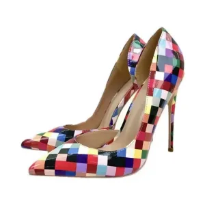 Pre Order:  Multicolor Checker Print Stilettos