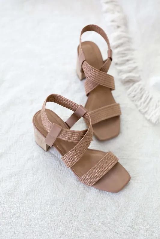 Resort Rattan Strappy Low Block Heel