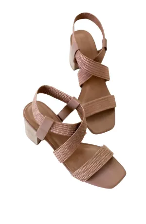 Resort Rattan Strappy Low Block Heel