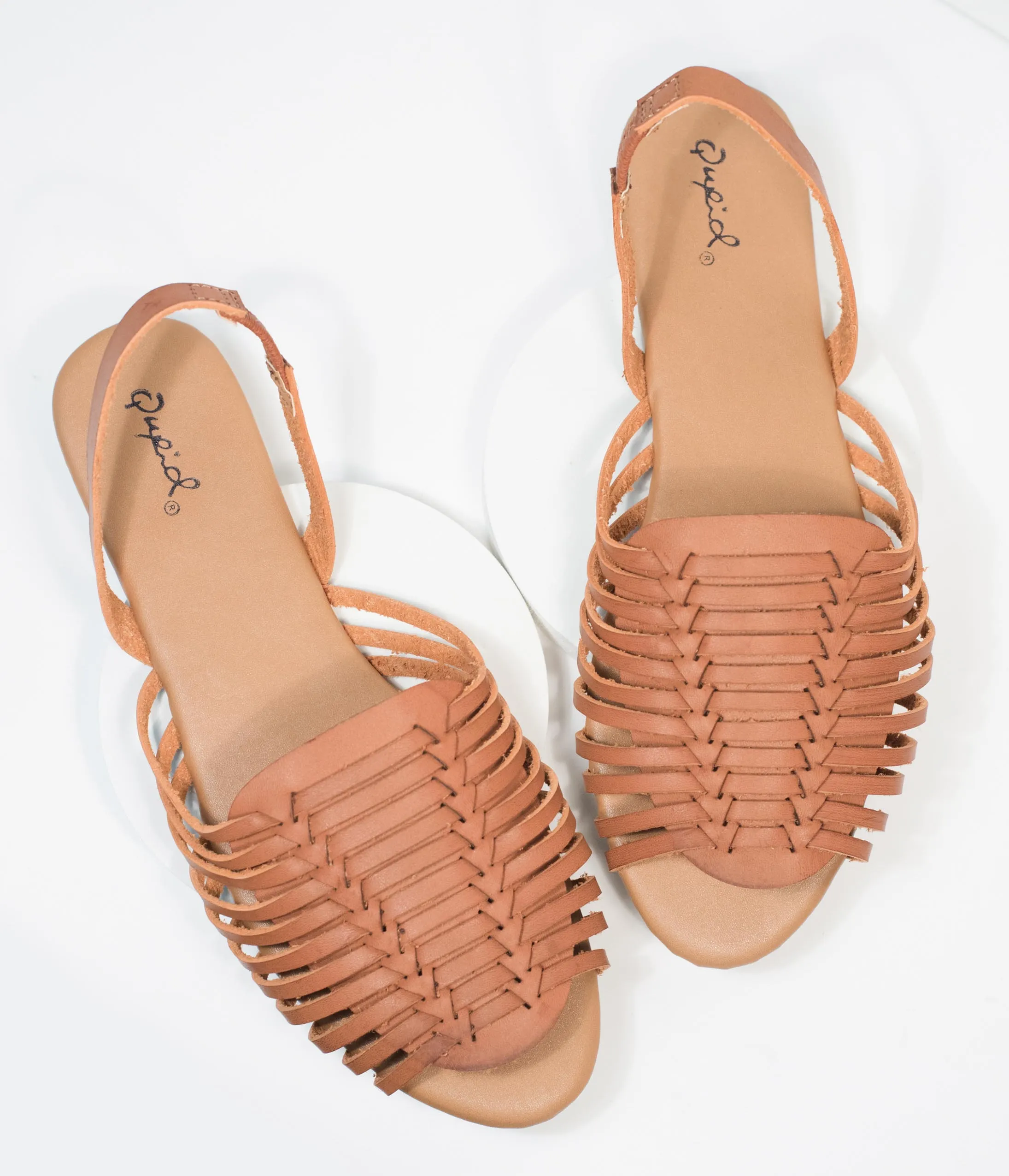 Retro Brown Woven Leatherette Sandal